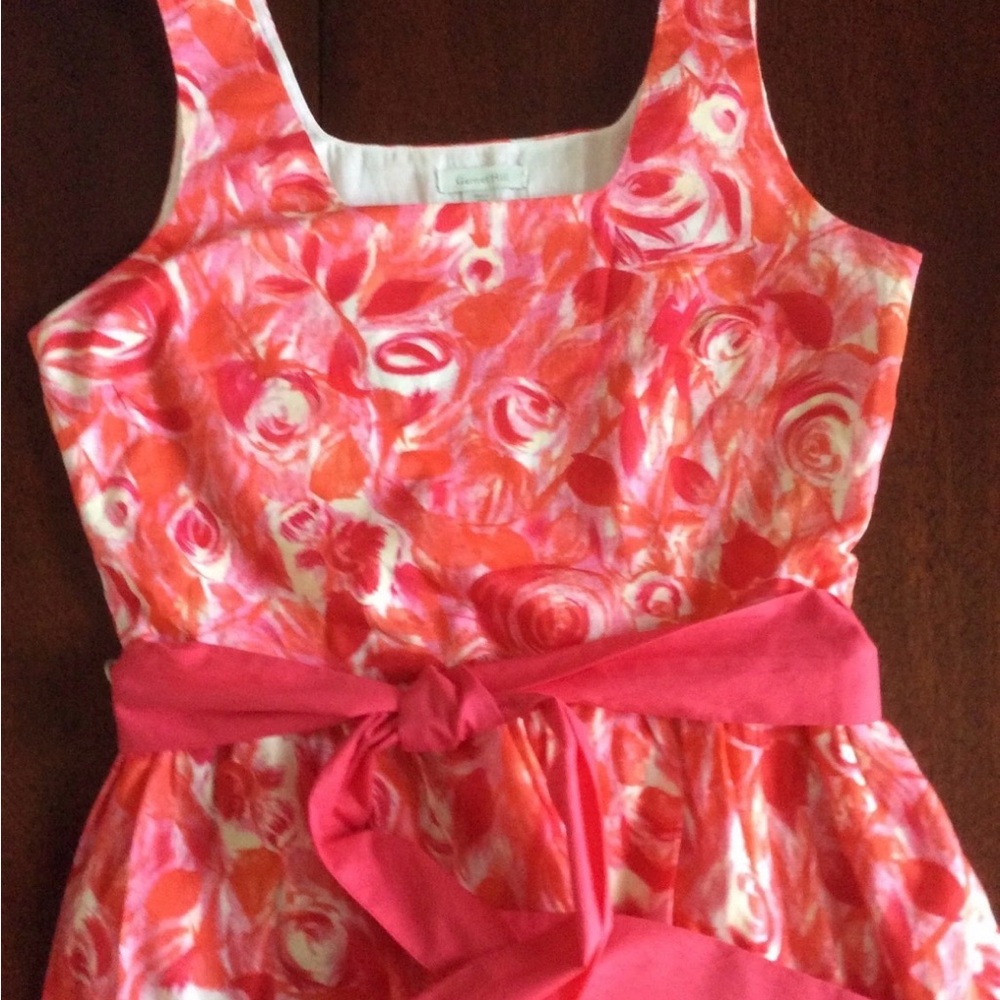 Garnet Hill Coral Floral Print Dress